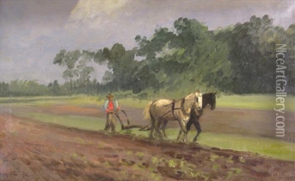 Ploughing Freeport, Li Oil Painting - Charles Henry Miller