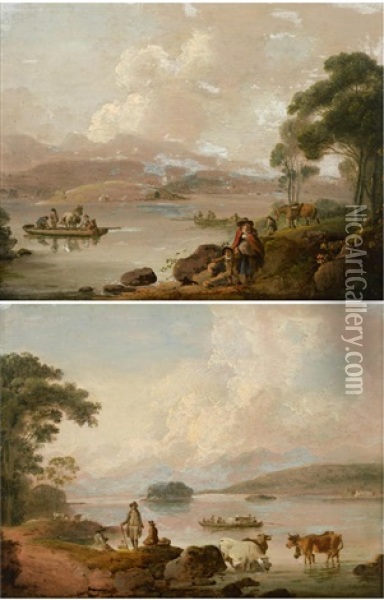 View On Lake Windermere Oil Painting - Julius Caesar Ibbetson