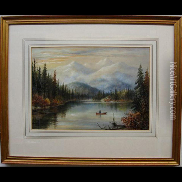 Lake Megantic; In The Adirondacks Oil Painting - Washington F. Friend