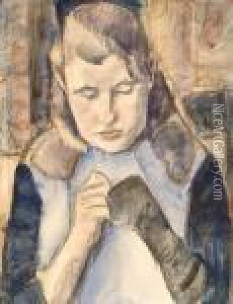 Portrait Of A Girl Oil Painting - Leo Gestel