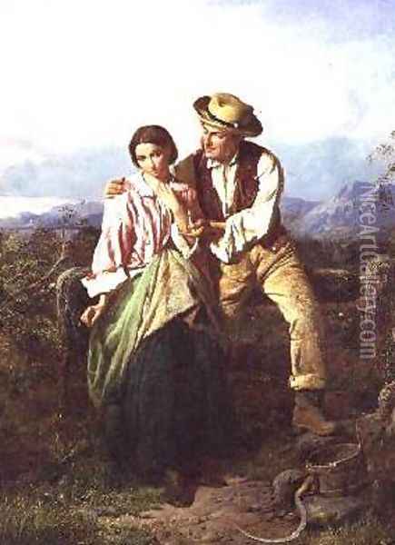 Rustic Courtship Oil Painting - William Henry Midwood