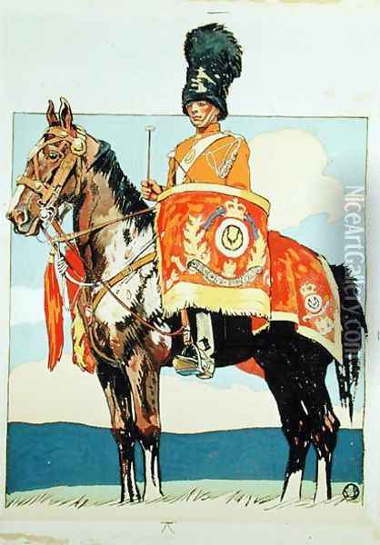 Drum Horse of the Scots Greys, 1915 Oil Painting - Edward Penfield