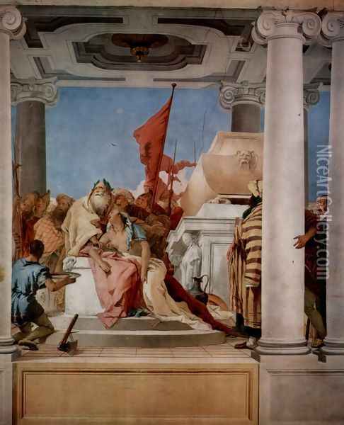 Frescoes in the Villa Valmarana 'ai Nani', Vicenza, scene, The Sacrifice of Iphigenia Oil Painting - Giovanni Battista Tiepolo