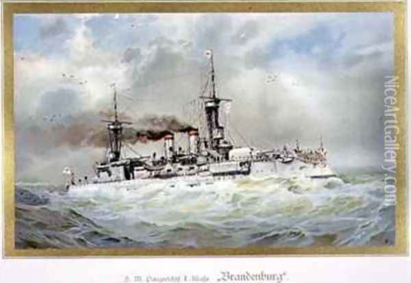 SM Panzerschiff I Klasse Brandenburg Oil Painting - H. Graf