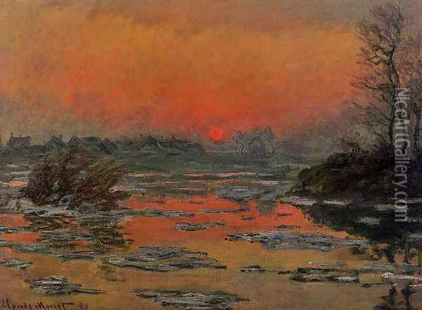 Sunset On The Seine In Winter Oil Painting - Claude Oscar Monet