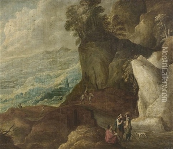 Landschaft Mit Reisenden Oil Painting - Joos de Momper the Younger