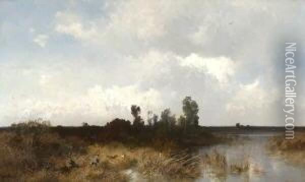 Herbstliche
 Moorlandschaft. Oil Painting - Joseph Wenglein