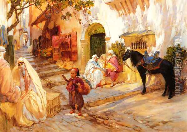 A Street in Algeria Oil Painting - F. A. Bridgeman