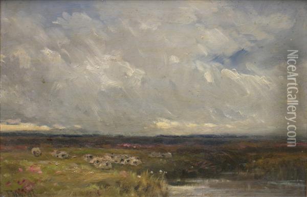 Sheep Ina Landscape Oil Painting - Edmund Morison Wimperis