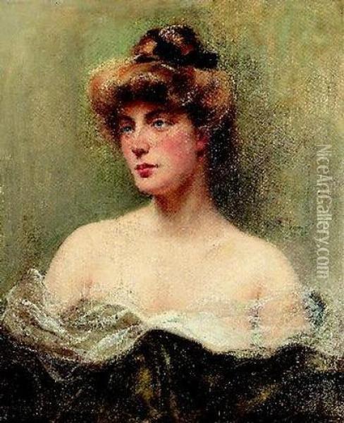 Portrat Einer Eleganten Dame. Oil Painting - Franz von Stuck