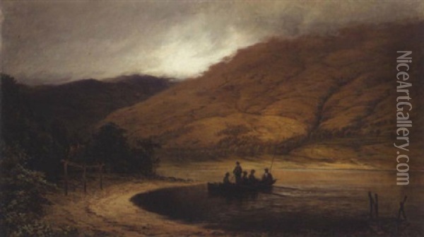 Anglers On A Loch Oil Painting - George Paul Chalmers
