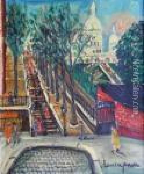 Les Escaliers De Montmatre Oil Painting - Lucien Genin