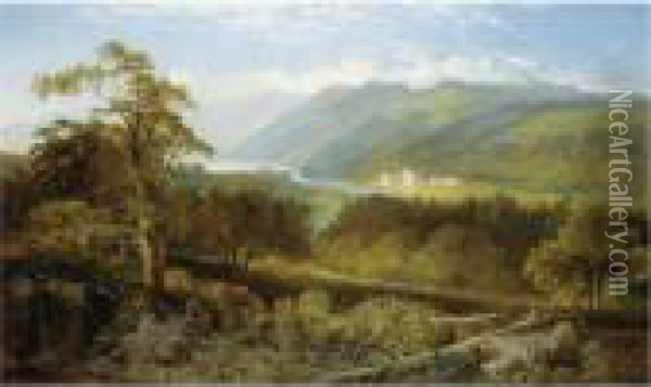 A View Of Taymouth Castle On Loch Tay Oil Painting - Edmund John Niemann, Snr.