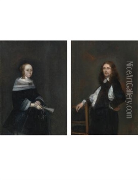 Portrait Of A Gentleman And Portrait Of A Lady (pair) Oil Painting - Gerard ter Borch the Younger