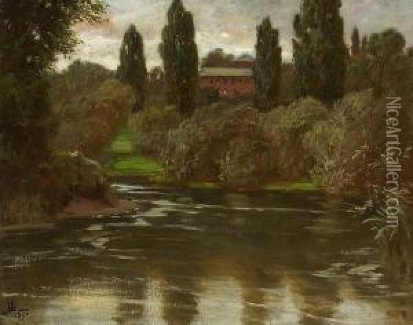 Sudliche Flusslandschaft Oil Painting - Albert Lang