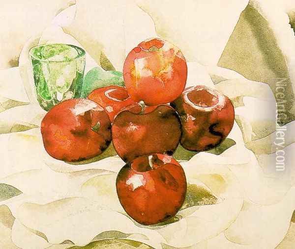 Still Life with Apples and a Green Glass 1925 Oil Painting - Charles Demuth