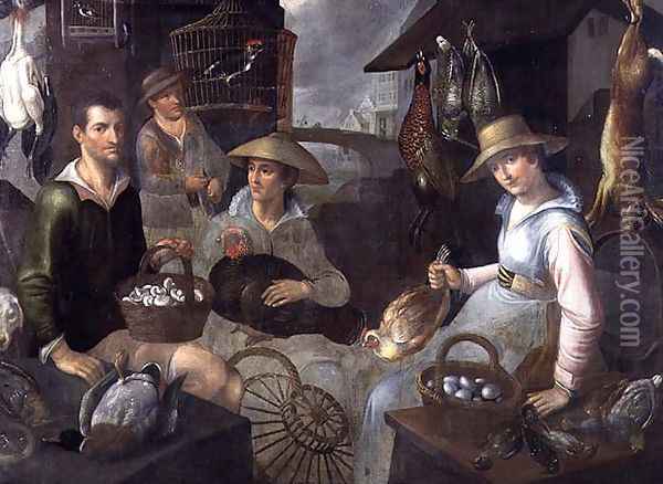 A Market Stall Oil Painting - Jean Baptiste de Saive