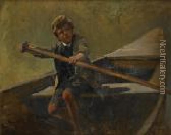 Pojke I Roddbat Oil Painting - Karl Raupp