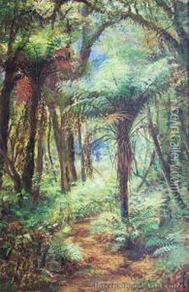 Sunlit Ferns Oil Painting - Charles Blomfield