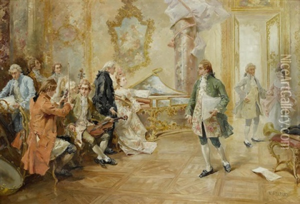 The Recital Oil Painting - Vicente Garcia de Paredes
