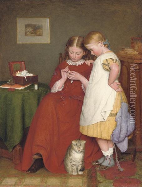 The Crochet Lesson Oil Painting - Edward Thompson Davis