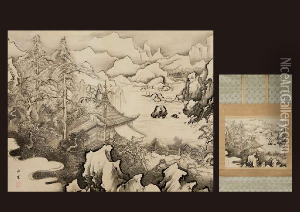 Snow Oil Painting - Kano Hogai