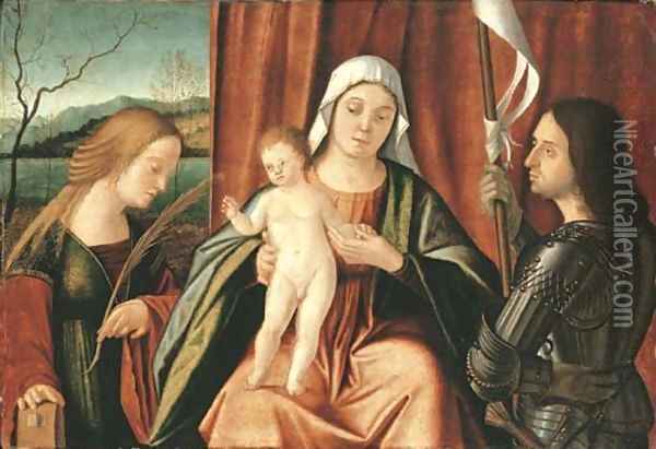 The Madonna and Child with Saints Catherine of Alexandria and George or Liberale Oil Painting - Vittore Carpaccio