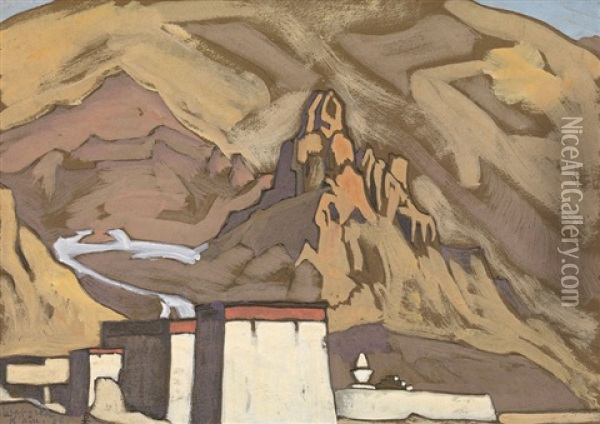 The Sharugon Monastery Oil Painting - Nikolai Konstantinovich Roerich