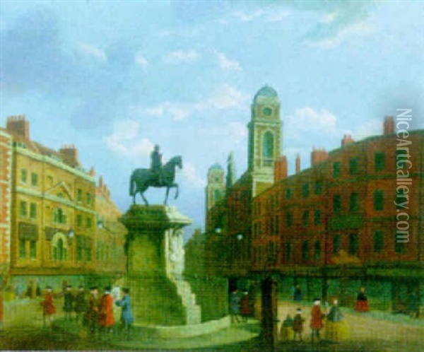 A View Of Northumberland House, Charing Cross In 1750 Oil Painting - John Paul