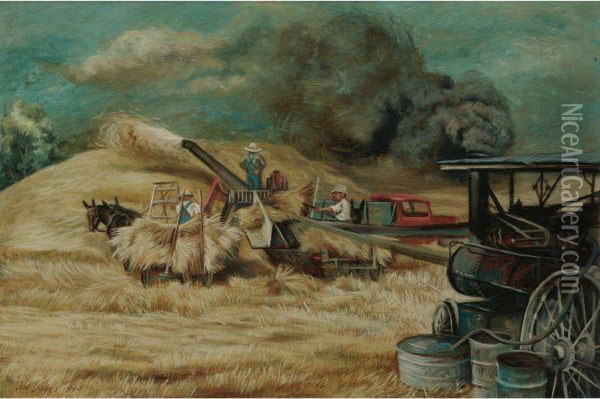 Midwestern Harvest Oil Painting - Joe L. Jones