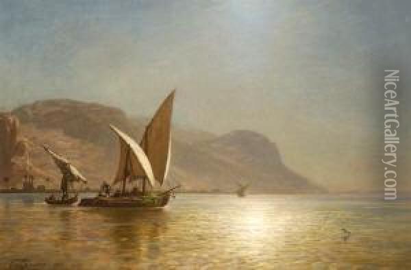Fischerboote Auf Dem Nil. Oil Painting - Ernst Carl Eugen Koerner