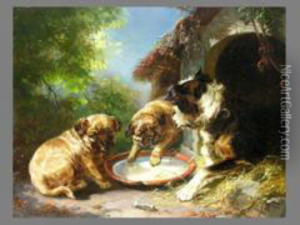 Hunde Vor Der Hutte Oil Painting - Clara Von Wille