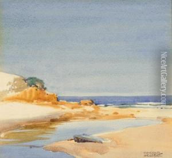 Angelsea River And Beach Oil Painting - Harold Brocklebank Herbert