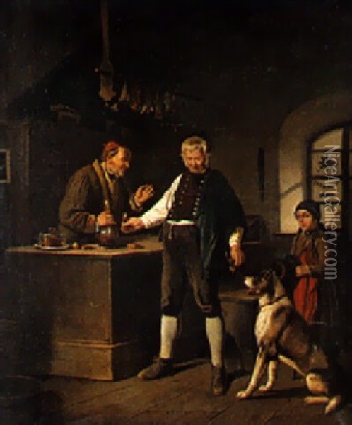 At The Bar Oil Painting - Arthur Georg Romberg