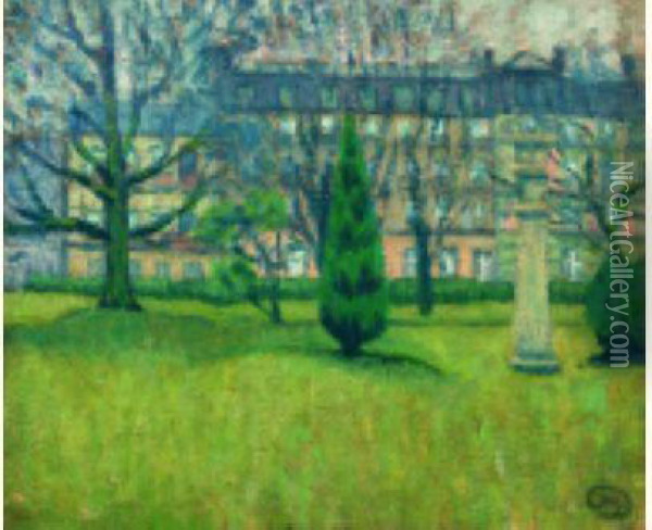 Vue D'un Parc (le Parc Royal De Bruxelles ?) Oil Painting - Auguste Donnay