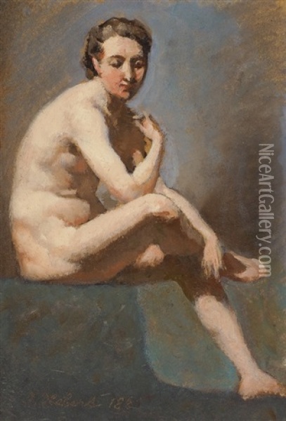 Sitzender Weiblicher Akt Oil Painting - Jules Hebert