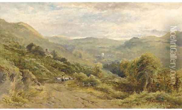 The valley of Varnun, Wales Oil Painting - William Hall