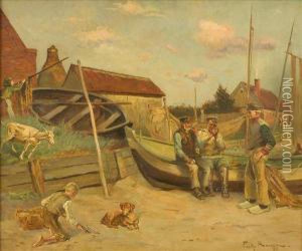 Fishermens Tales Oil Painting - Friedrich, Fritz Raupp