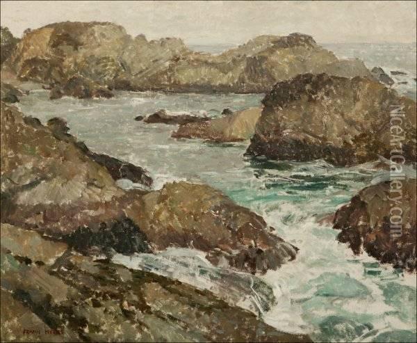 Rocks And Sea Oil Painting - Frank Harold Hayward