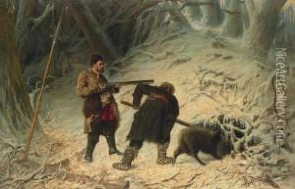 Hunting For Boar Oil Painting - Vassily-Grigorievitch Perov