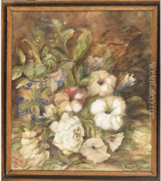 Flowers On A Mossy Bank Oil Painting - Anna Margareta Van Houten