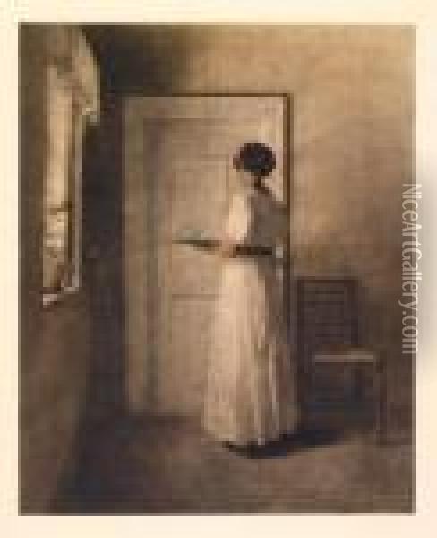 Girl With A Tray Oil Painting - Peder Vilhelm Ilsted