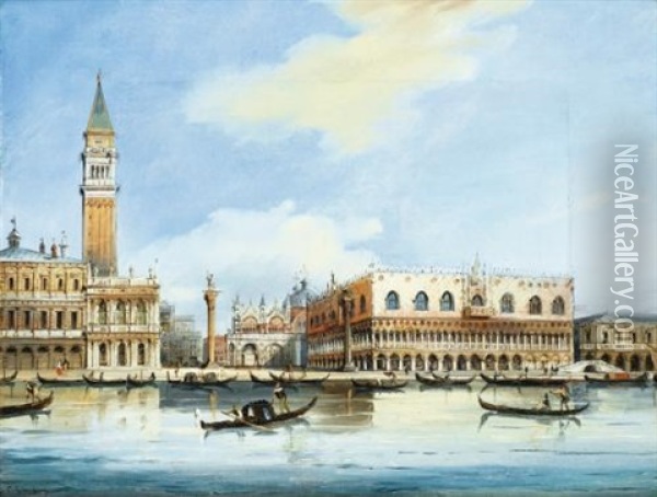 Vue De Venise Oil Painting - Carlo Grubacs