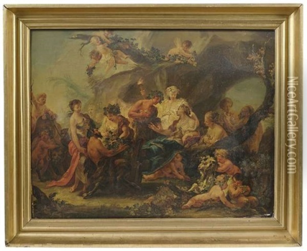 Allegorie Des Fruhlings (huldigung An Flora) (+ Allegorie Des Herbstes (bacchusfest); Pair) Oil Painting - Christian (Johann C. Thomas) Winck