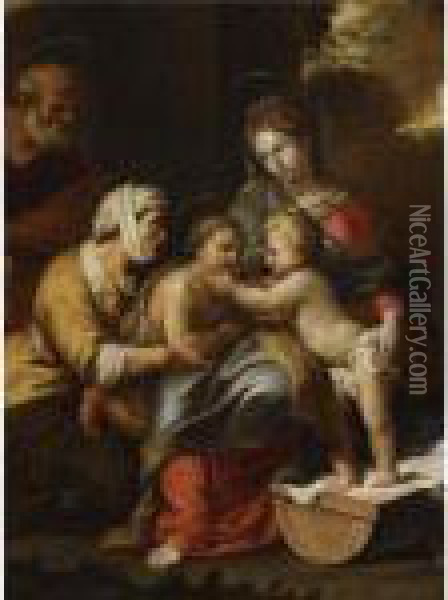 La Piccola Sacra Famiglia Oil Painting - Raphael (Raffaello Sanzio of Urbino)