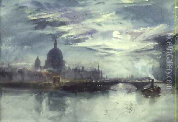 View of the Thames with St. Pauls in the Distance Oil Painting - Richard Henry Wright