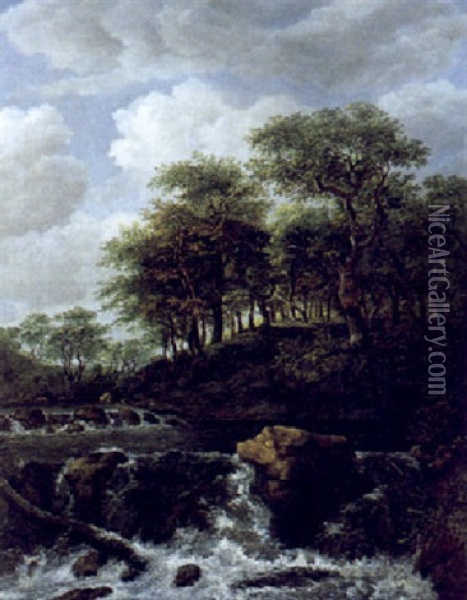 Waldlandschaft Mit Einem Sturzbach Oil Painting - Jacob Van Ruisdael