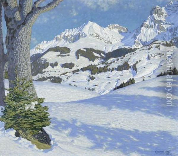 Wintertag Im Bergland Oil Painting - Waldemar Fink