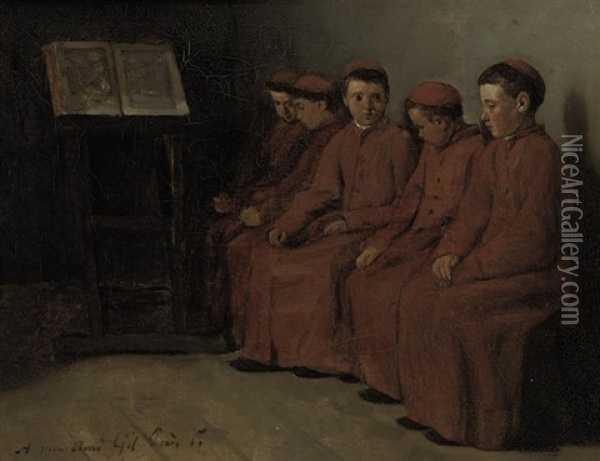 Enfants De Choeur: The Boys Choir Oil Painting - Francois Bonvin