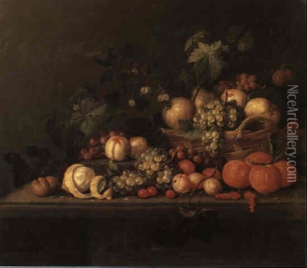 Still Life Of Assorted Fruit Oil Painting - Jan Pauwel Gillemans The Elder
